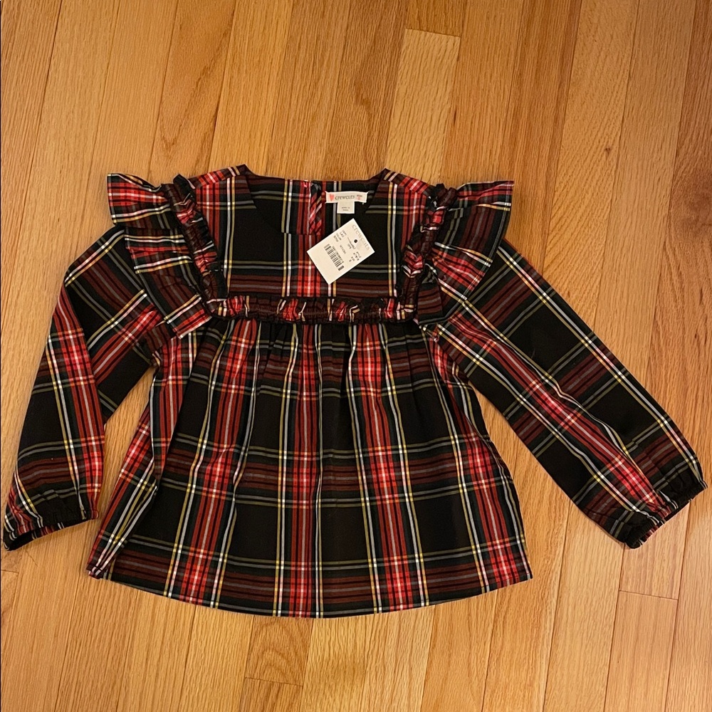 Crewcuts Red and Black Plaid Ruffle Blouse
